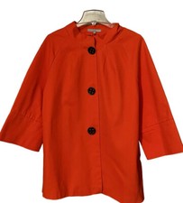 Etam Red Orange Textured Soft Cotton Aline Swing Coat Size Uk 10 / 8 Us