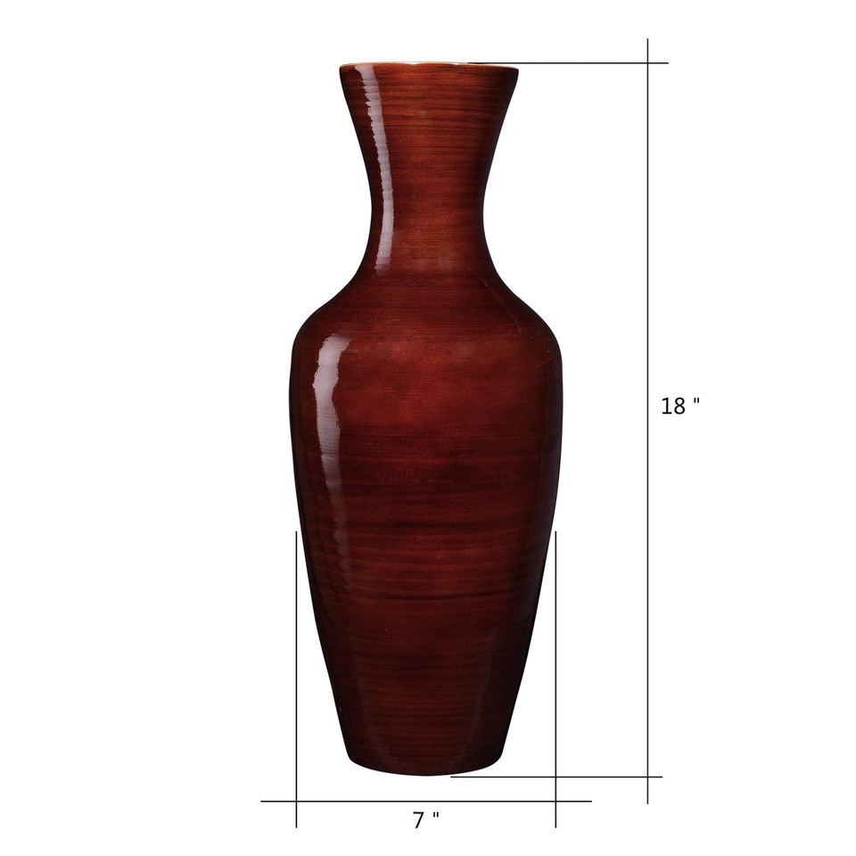 18” Tall Brown Bamboo Vase Decorative Jar Vase for Silk Plants