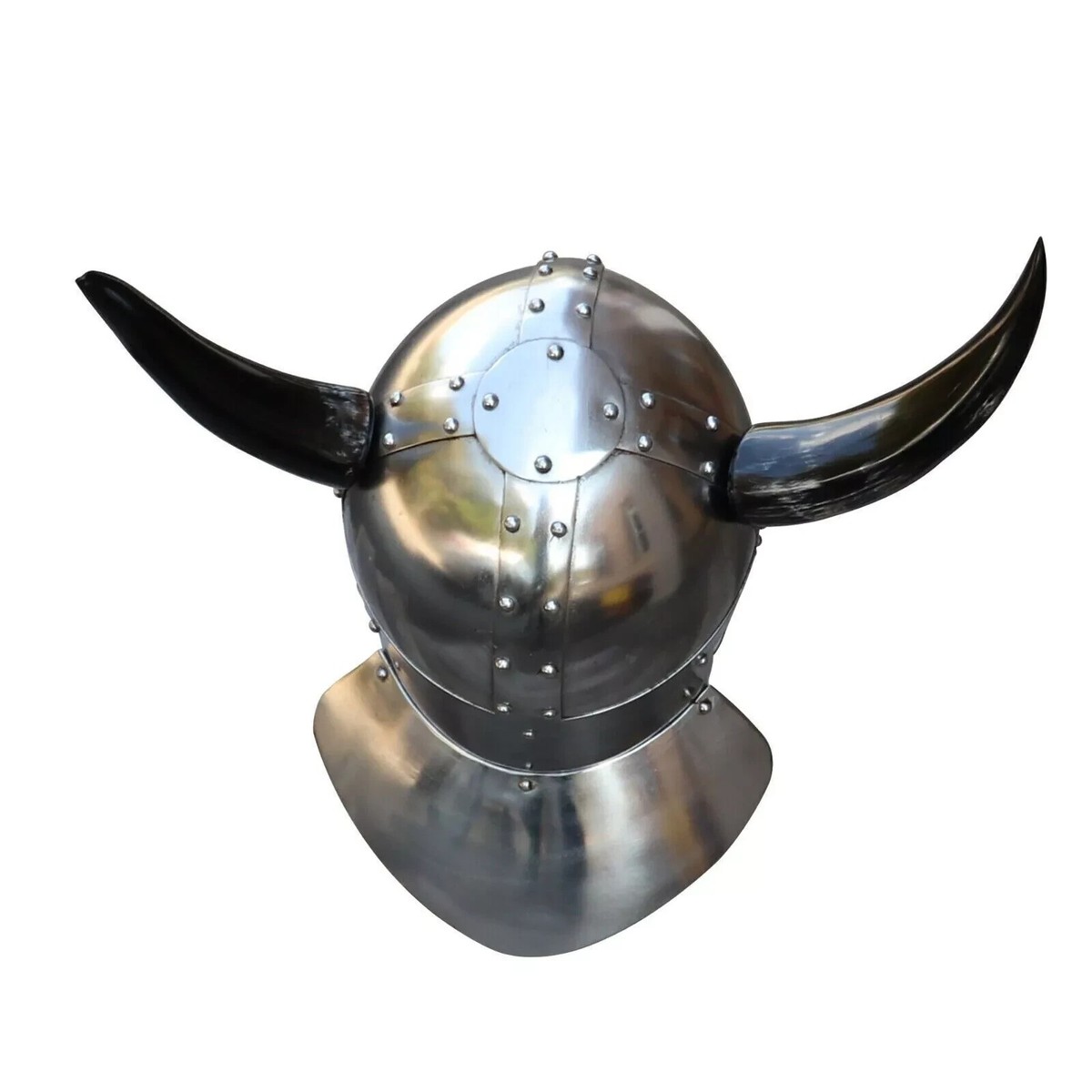 Casque médiéval viking barbare CORINTHIAN en laiton avec cornes en