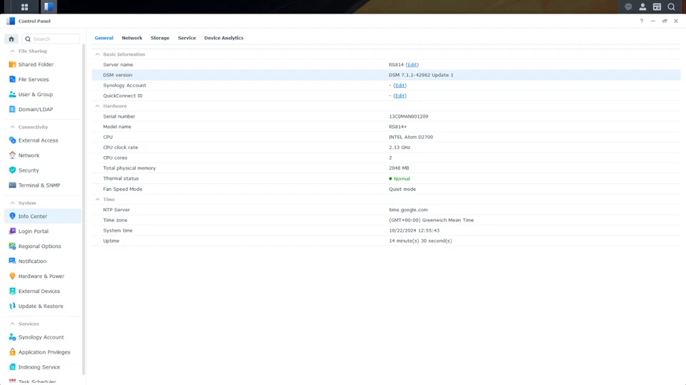 Synology RackStation RS814+ 4-Bay 4x 3TB HDD NAS Network Attached Storage +Rails - Image 2 of 4