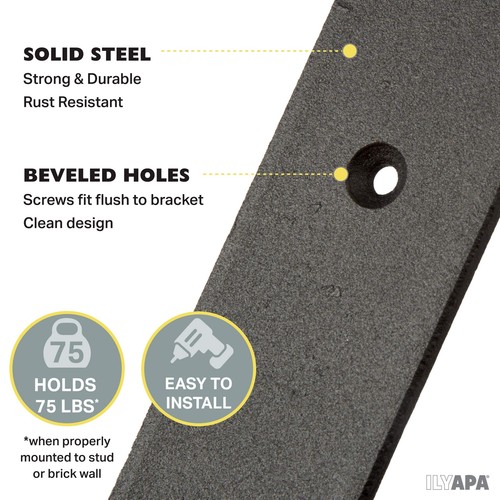 Heavy Duty Floating Shelf Brackets 4 Pack Rustic Iron - 6 x 7.25 Inch Black M... - Picture 4 of 7