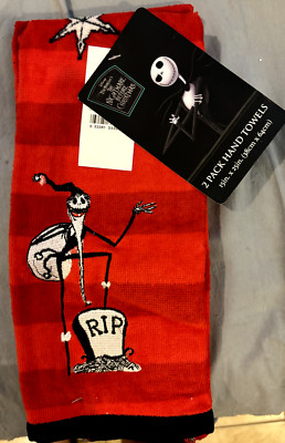 The Nightmare Before Christmas Sandy Claws 2 Pk Hand Towels (Red)~Soft /NEW