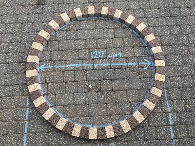 Gartenkreis creme/braun 140cm Baumeinfassung Grasumrandung Granitplatte Pflaster 