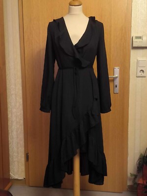 Kleid Cache-Coeur S 36 Effeny fashion collection Volant Abend schwarz