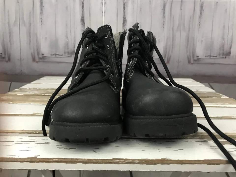 Smart Fit Niños Negro Gris Piel Invierno Otoño Botas Cremallera Zapatos Tenis Talla 10 Foto 3 de 4