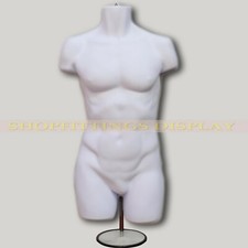 Male Mannequin Display Full Body (sldfull) with Round Stand WHITE