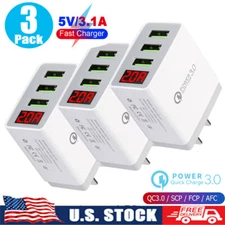 3 Pcs 3 Port USB Home Wall Fast Charger for Cell Phone iPhone Samsung Android