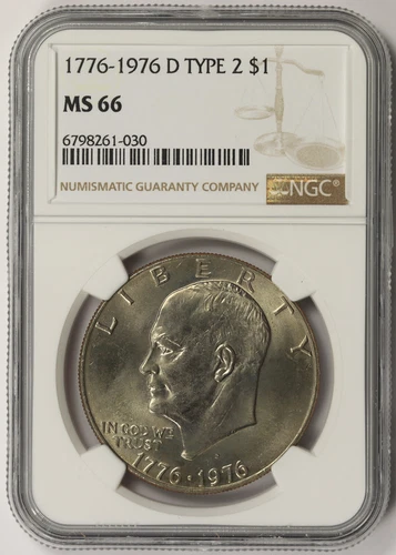 1776 - 1976-D Type 2 Eisenhower Ike Bicentennial $1 MS 66 NGC