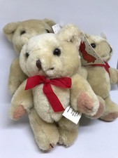 Lot Of 3 Little Fuzzy Jointed Teddy Bears Furry Tan 5  