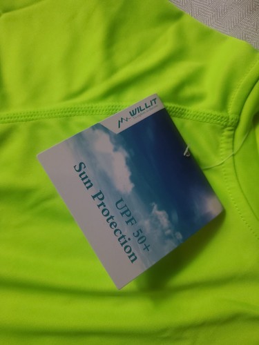 Willit Small Upf 50+ Sun Protection Long Sleeve Shirt Beach Neon Green - Picture 2 of 6