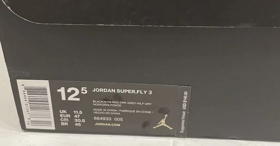 Mens Jordan Super.Fly 3 Size 12.5 Black 684933 005 - Image 2 of 4