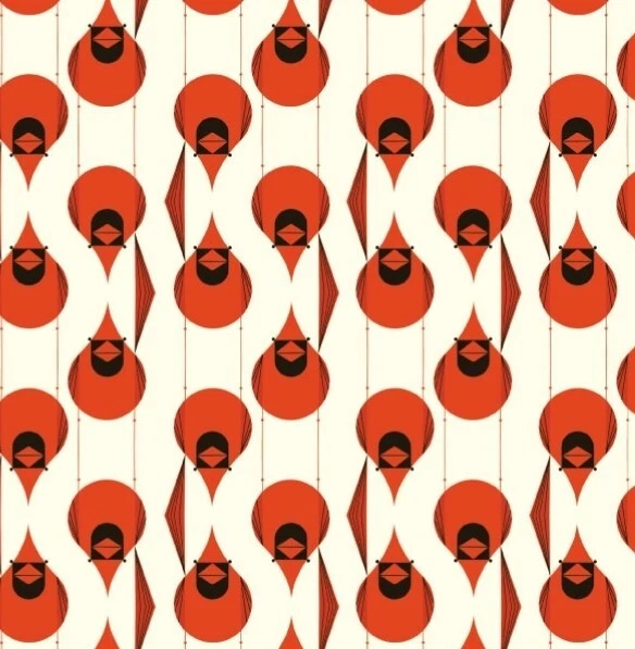 Charley Harper•Iconic•Cardinal Stagger Cardinals,Bird, Birds Fabric!100%Org!BTY• - Image 3 of 4