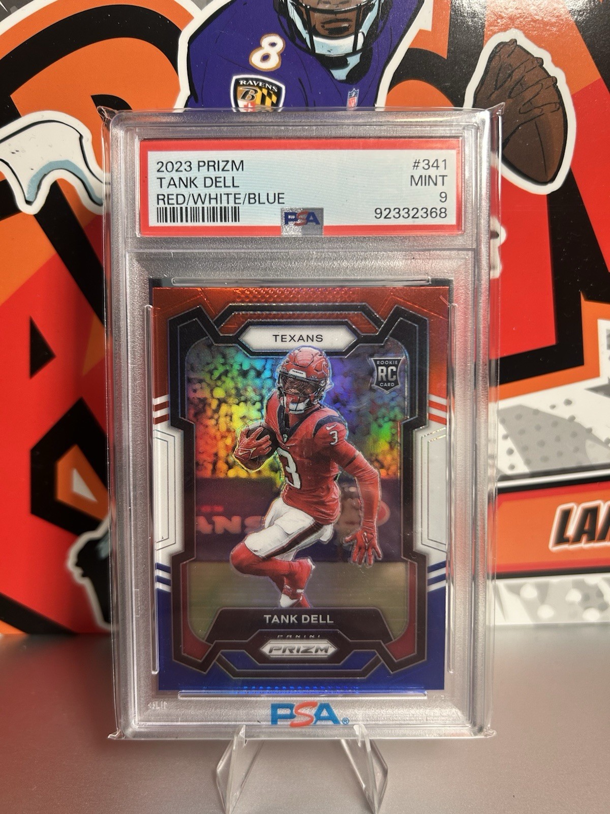 Tank Dell 2023 Panini Red White Blue Prizm #341 RC Rookie PSA 9 MINT - Texans