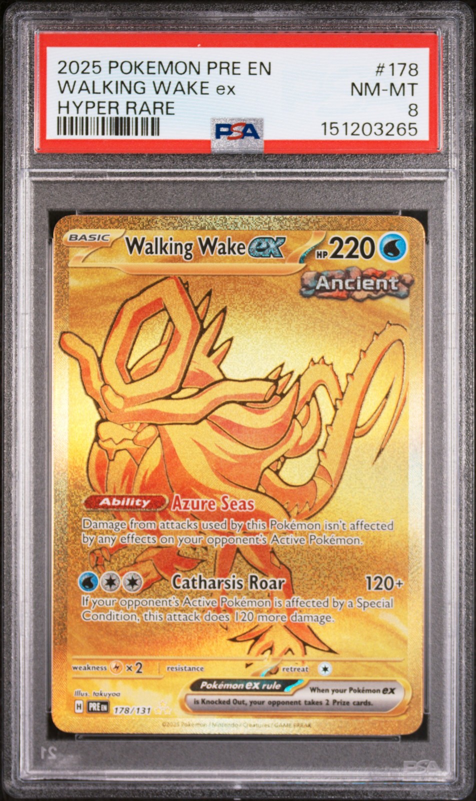 2025 POKEMON PRE EN-PRISMATIC EVOLUTIONS HYPER RARE #178 WALKING WAKE EX PSA 8