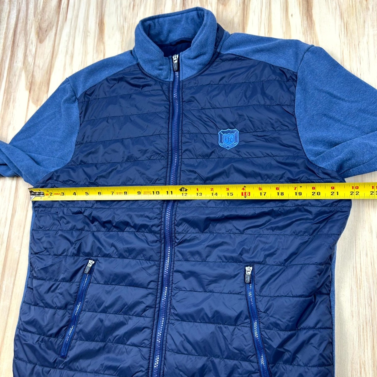 Johnnie-O Quilted Jacket Mens Medium Blue Full Zip Golf Performance Activewear View 6