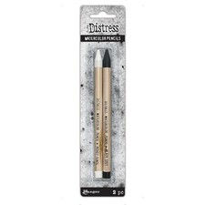 Tim Holtz Distress Watercolor Pencil 2/Pkg-Picket Fence  Black Soot - 3 Pack