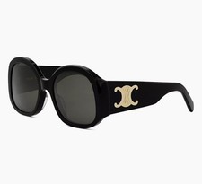 Celine CL40305U 01A Triomphe Women Sunglasses Black Gold Grey Lens AUTHENTIC