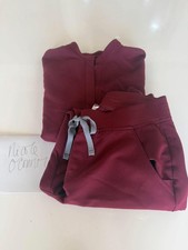 womens figs scrubs set in burgundy