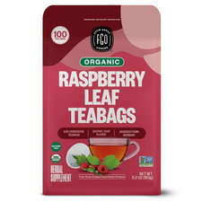 FGO Organic Red Raspberry Leaf Herbal Tea Bags, Caffeine Free, Eco Bags, 100 ct