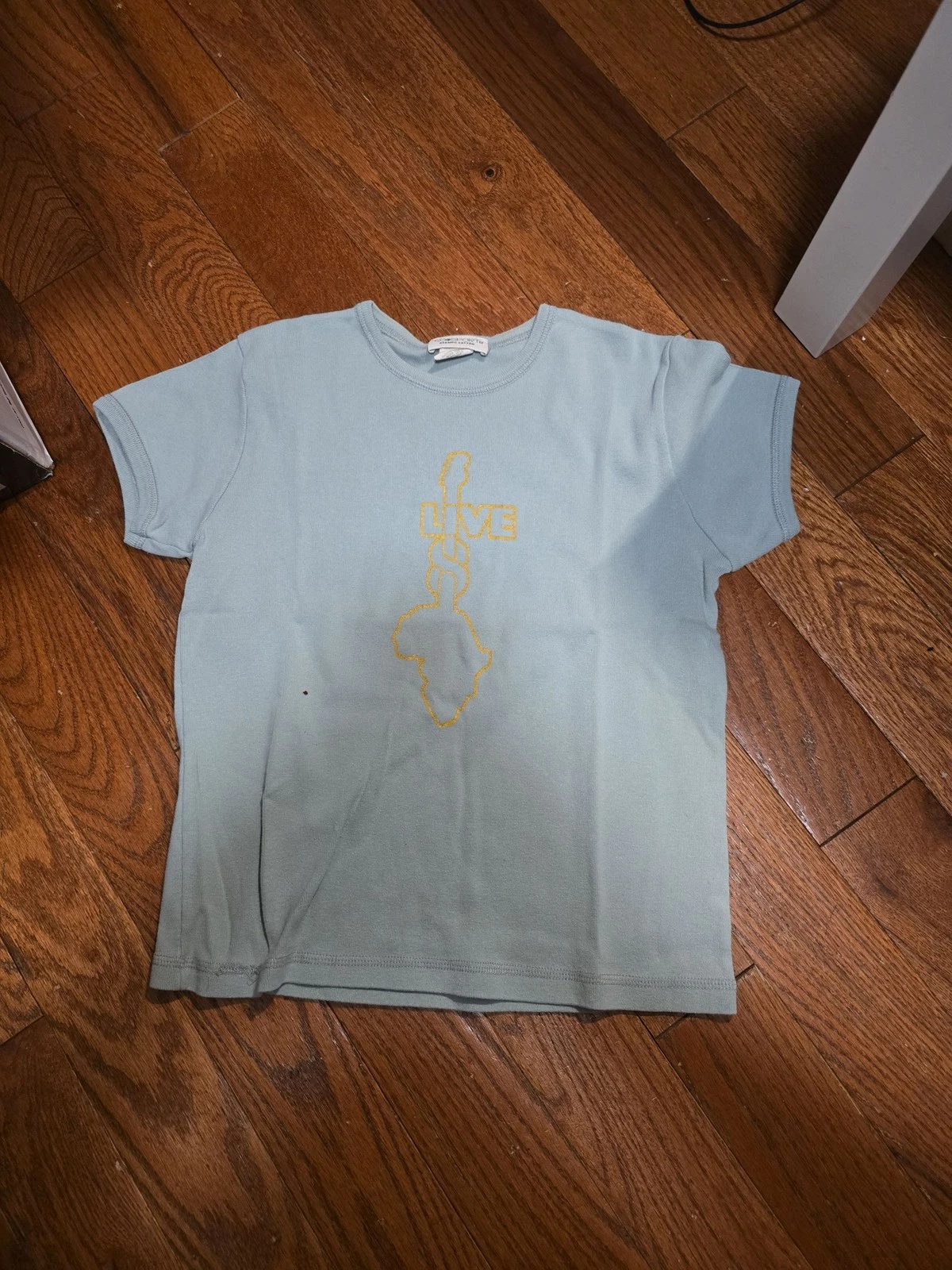 Unisex Eco Ribbed Tee Short Sleeve Light Blue Yellow Graphic T-Shirt