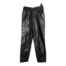 Vintage Leather Pants Buckles Paper Bag Goth Black Punk Rock Biker 6 Retro