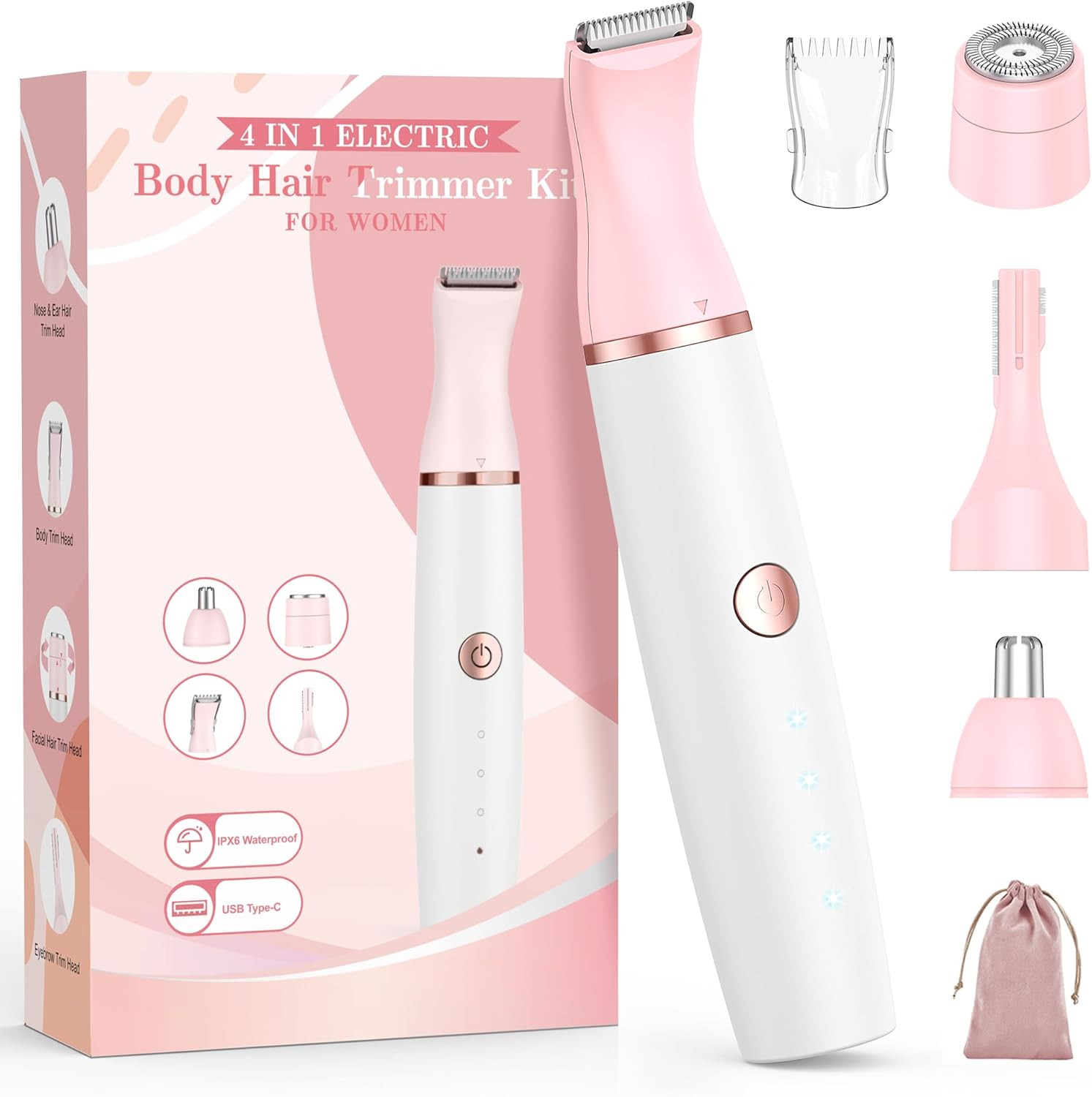 Depilatore Corpo Donna 4 in 1 Indolore: Rasoio Elettrico Professionale