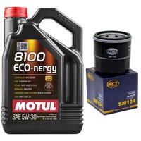 MotoröL Set Motul 8100 ECO-NERGY 5W-30 5 Liter + ÖLfilter FüR Mazda Renault 3.5