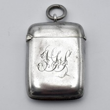 Antique Victorian Solid Silver Vesta Case Match Safe 1876 Top Loop