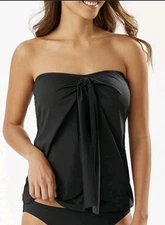 Tommy Bahama Women's Black Pearl Sarong Wrap Bandini Swim Top Size L/G