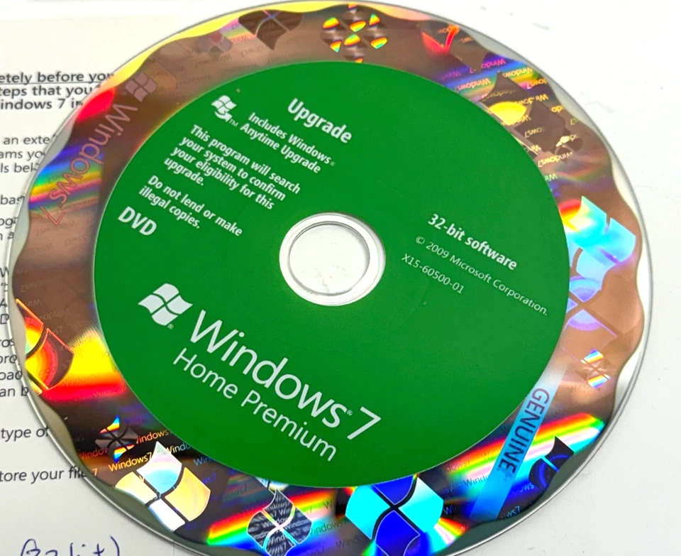 Vintage Microsoft Windows 7 Home Premium Full 32 Bit & 64 Bit DVD MS Win - Bild 3 von 4