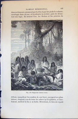 Old Repas Des Indiens Antis Native People Spears 1880 Human Races Hum Victorian