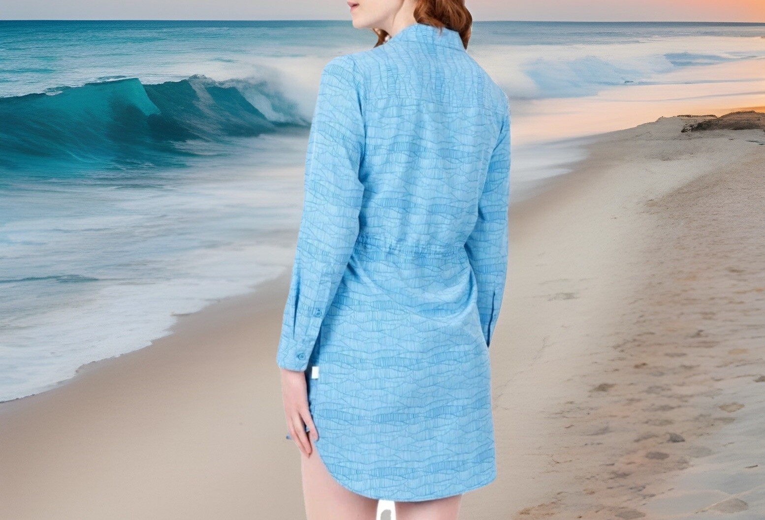 Shore To Summit Sun Protection Dress Blue Sea Mist Outdoor Dress Size L