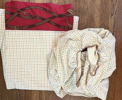Ralph Lauren Equestrian Plaid Full Flat Sheet And Fitted Sheet Elliot Rare Vtg