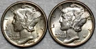 2x AU-UNC Mercury Dimes, 1926-P & 1927-P, Highly Lustrous.