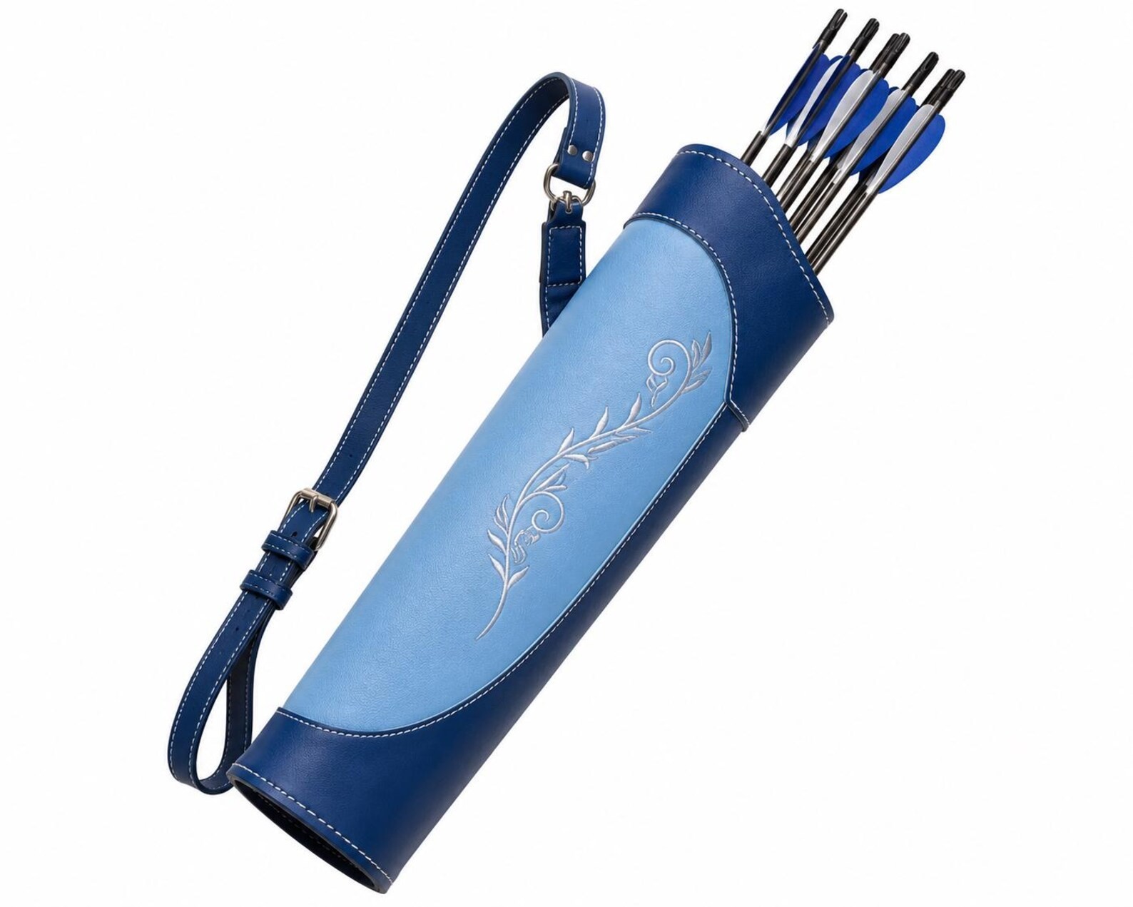 Carquois en cuir bleu porte-flèches réglable pour archers traditionnels et chasse nature