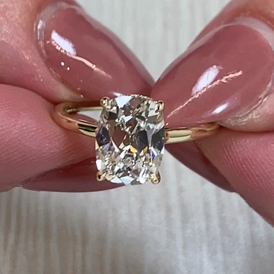 Tcw Antique Cushion Cut Moissanite Engagement Ring In Solid