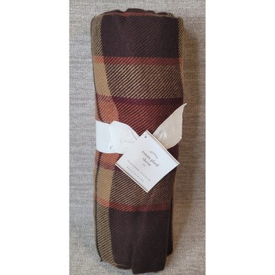 Pottery Barn Ronan Plaid Throw Blanket Brown Tan Orange 50x60 NEW w Tags Fall