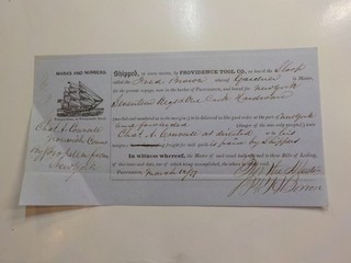 Ship Document 1851 Sloop Fred Brown Providence Tool Company Signature VTG Paper