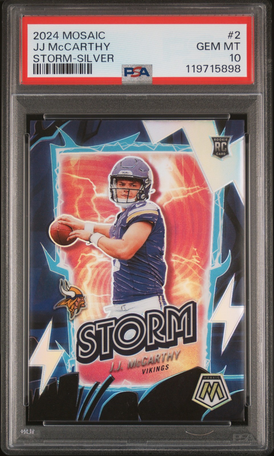 Jj Mccarthy 2024 Panini Mosaic Storm #2 Storm-Silver PSA 10