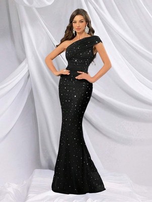 mermaid bodycon dress SEQUIN RUCHED WRAP BODYCON DRESS