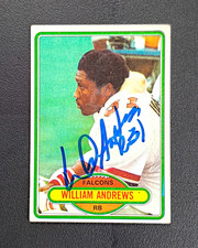 Autographed 1980 Topps William Andrews Rookie Card #73 Atlanta Falcons w/COA. rookie card picture