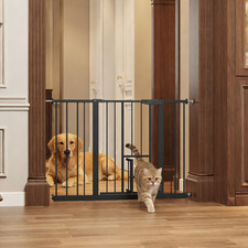 29.5-44.1" Metal Pet Door for Stairs and Doorways Pressure Mounted Black NEW