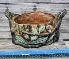 Vintage Collectible Pottery Double Handled Forest Bowl 4.25" X 8.25"