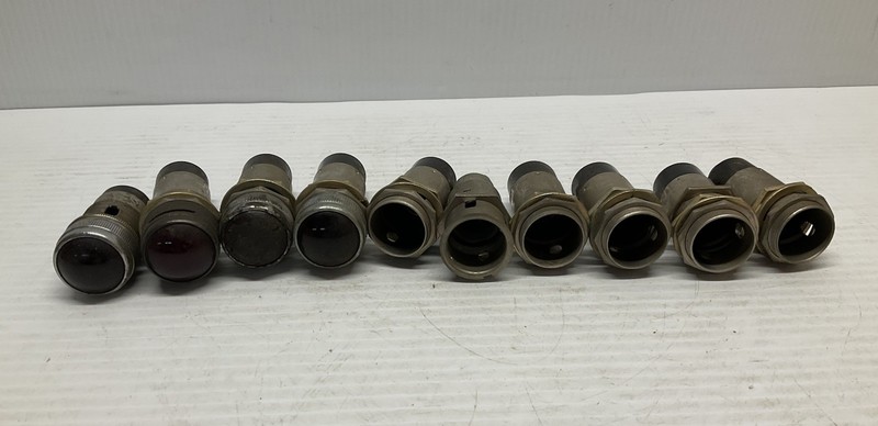 Lot of 10 Vintage Dialco Panel Indicator Lights Some Without Glass - Untested