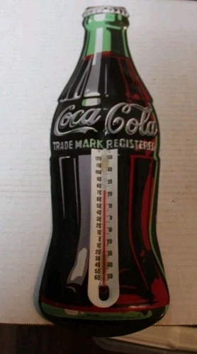 Vintage 1998 Coca Cola Bottle Tin Thermometer Sign 16-1/2"L