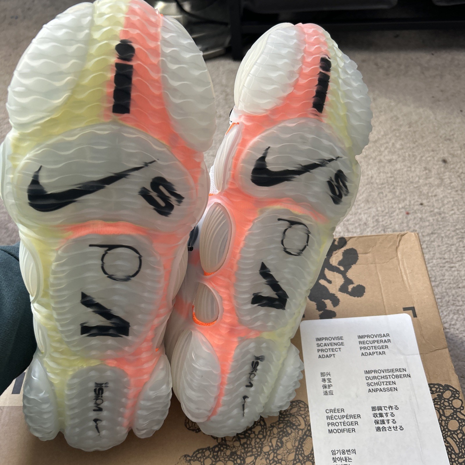 Nike ISPA Link Axis White Total Orange Yellow FZ3507-100 Mens Size S8-9 with bag image 3