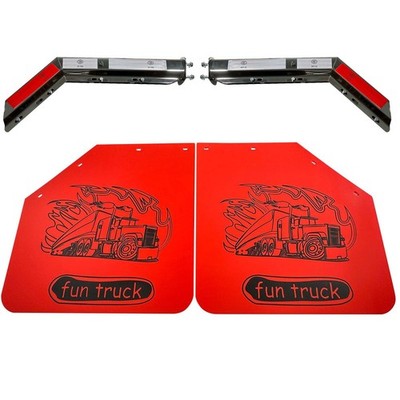 Semi Truck Angled Spring Mud Flap Hanger Bracket 2.5in 24x24 Red HD