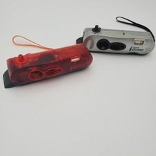 Two Polaroid i-Zone Instant Film Pocket Camera Red Silver Vintage 2000 Untested