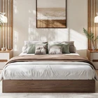 Queen Bed Frame Wood Platform Bed with Sturdy Wooden Slats Easy Assembly Walnut