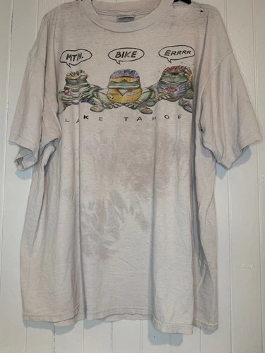 Vintage 90s Lake Tahoe Mountain Bike Frogs Tee 2XL - product listing photo